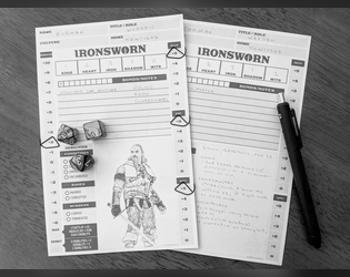 Ironsworn Half-Page Worksheets   - Half-page character, vow, progress & Delve sheets 