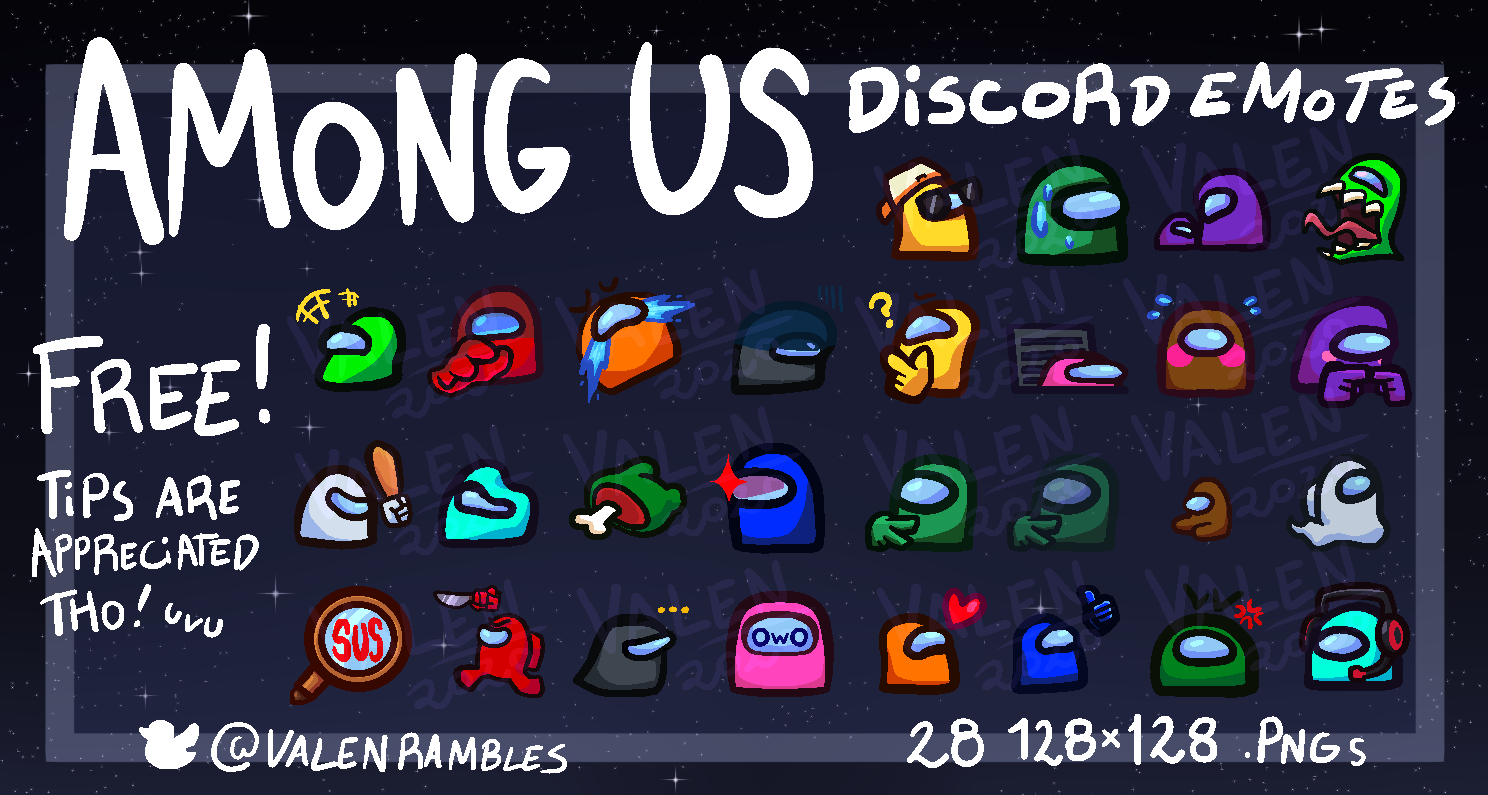 Crewmates Among Us Discord Emotes Fanmade By Valen