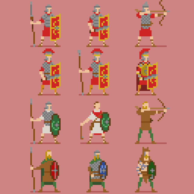 Roman Barbarian Roguelike Characters 32x32 By Jere Sikstus