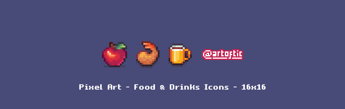 Pixel Art - Food & Drinks Icons - 16x16