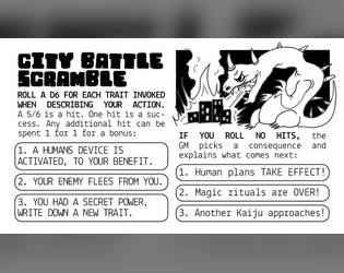 CITY BATTLE SCRAMBLE!   - Business Card TTRPG of Fighting Kaijus 