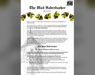 The Mad Haberdasher   - A MÖRK BORG NPC created for the FÖLK-LORE community jam 
