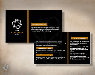 Mercenary Renting Card   - A Business Card sized Item Card for your Fantasy TRPG Session 