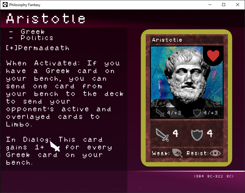 Fixed display card text with aristotle