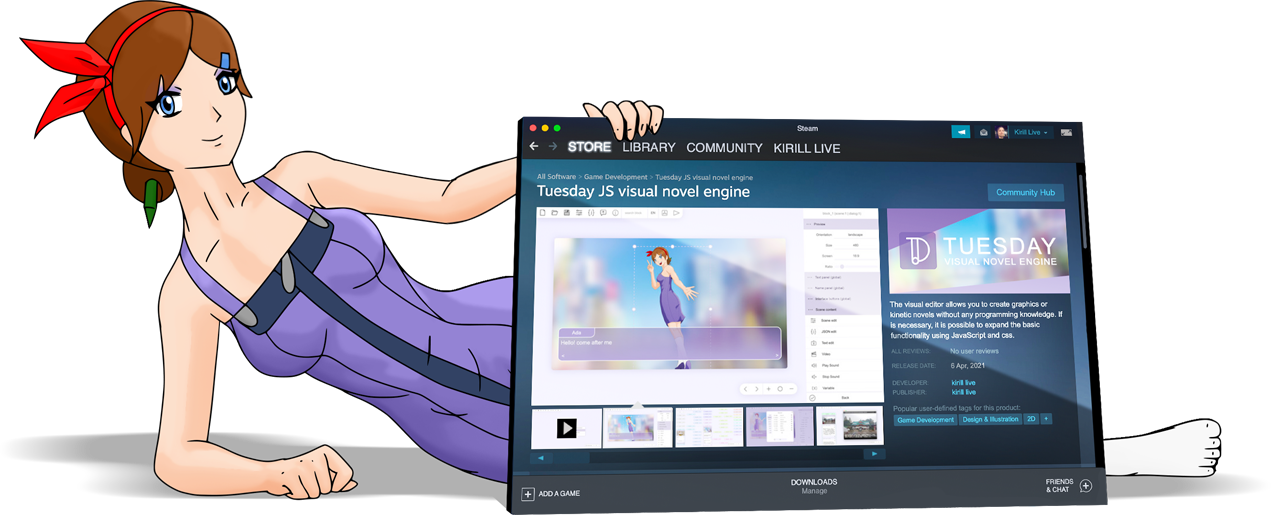 Tuesday JS visual novel engine no Steam