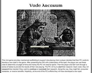 Vade Arcanum   - A mini-game for spell research in old school dragon games like OSRIC. 