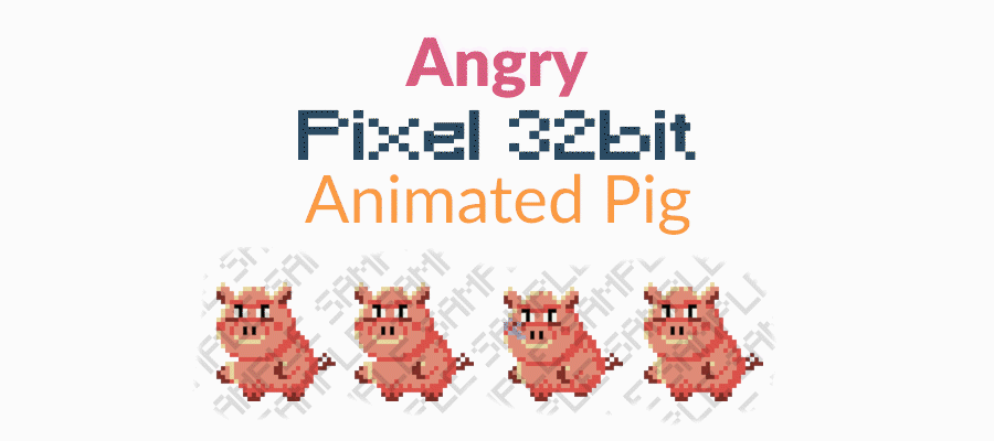Angry Pixel 32bit Animated Pig