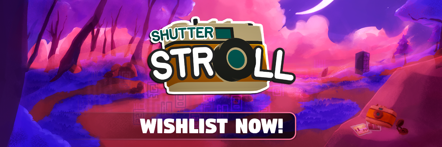 A banner asking you to wishlist Shutter Stroll on Steam