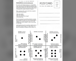 Telegraphical   - A solo RPG of telegram delivery that fits on a postcard 