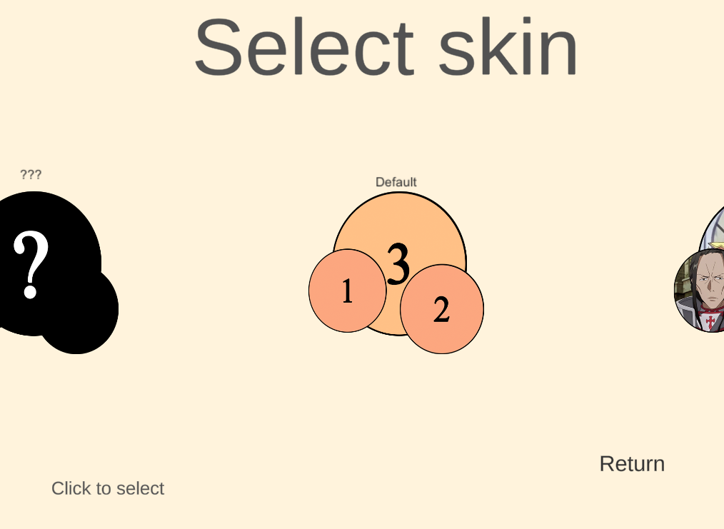 Skin selection screen