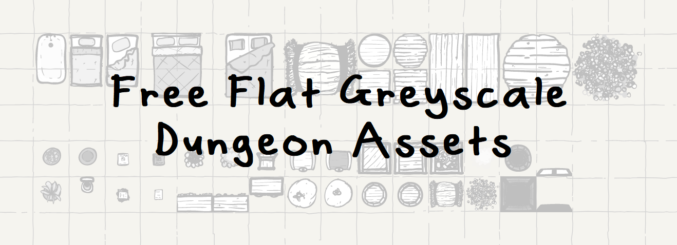 70+ Free Flat Greyscale Dungeon Assets