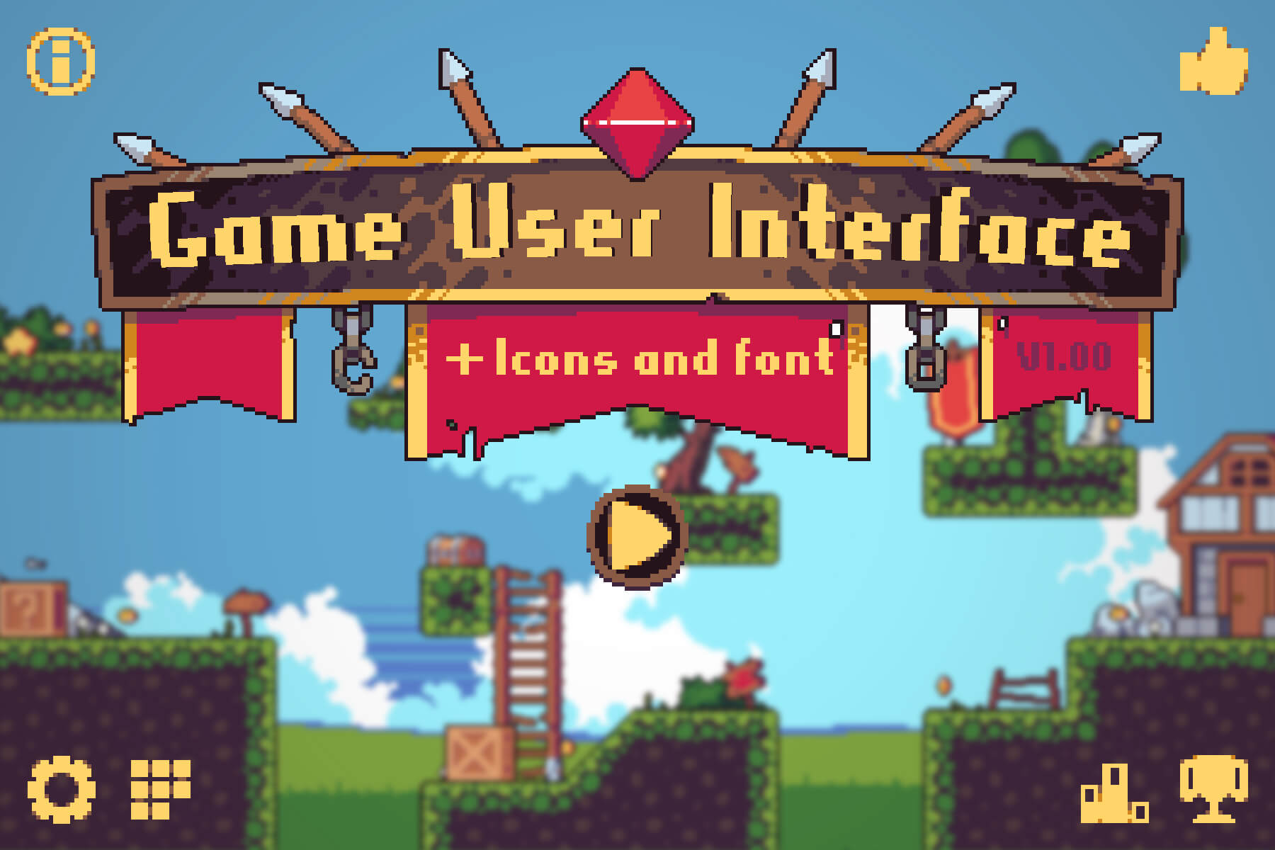 Game Ui Pixel Art By Free Game Assets Gui Sprite Tilesets