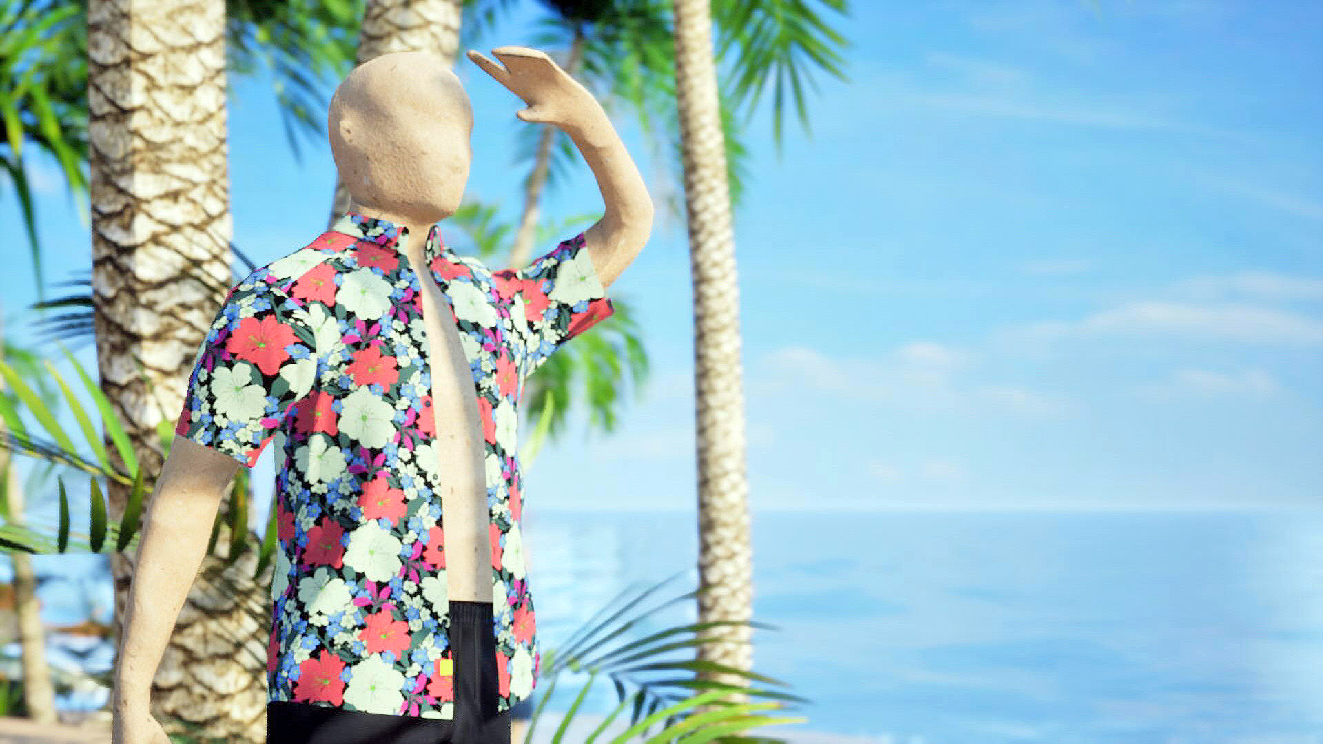 Tropical Floral Button-Down Short Sleeve Shirt