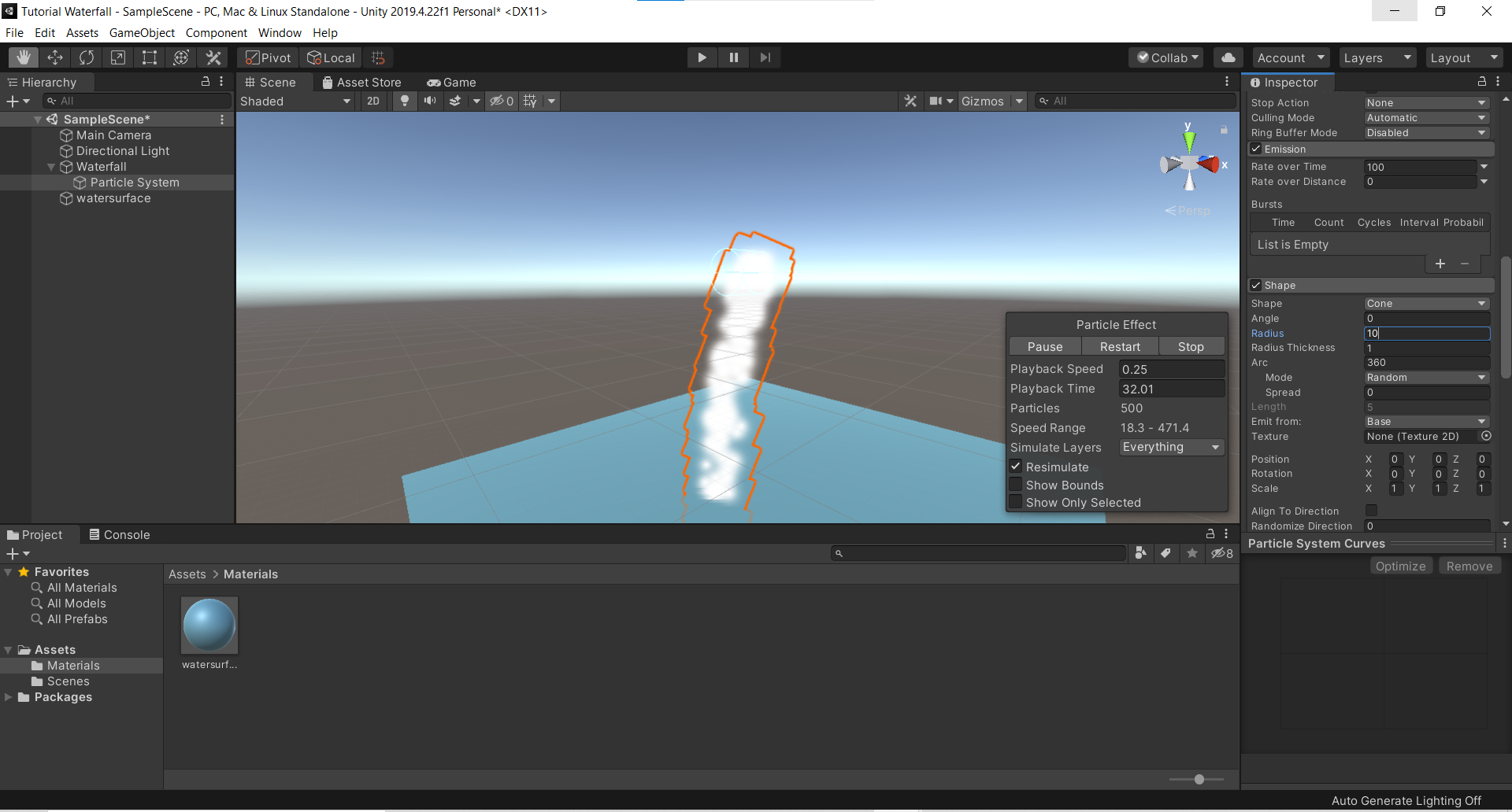 unity particle playground waterfall