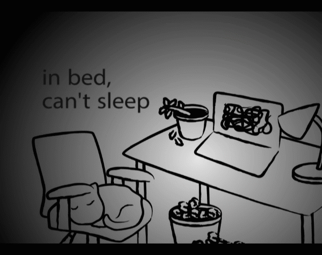 Cover image for in bed, can't sleep
