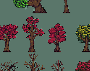 Free 32x32 Pixel Art Trees by MichaelsGameLab