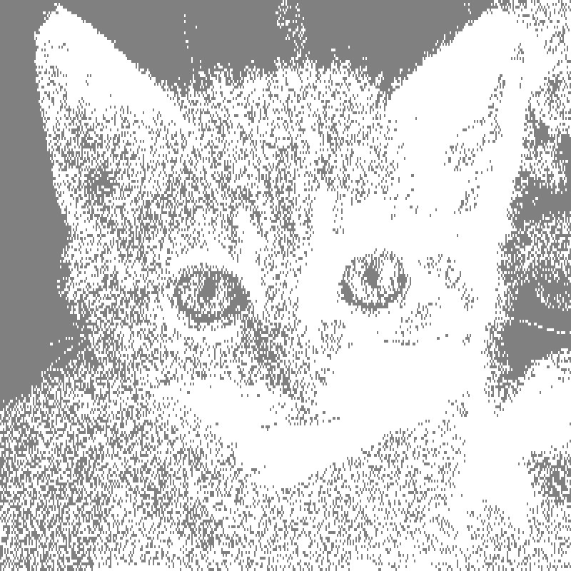white furry cat image converted to amstrad with ImgToCpc