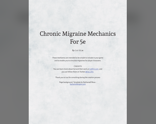 Chronic Migraine Mechanics For 5E   - Rules and options to play characters with chronic migraines in 5e 