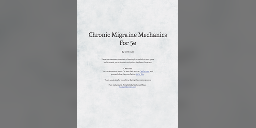 Cover image for Chronic Migraine Mechanics For 5E
