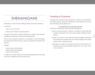 Shenanigans   - A minimalist system for resolving challenges in any setting. 
