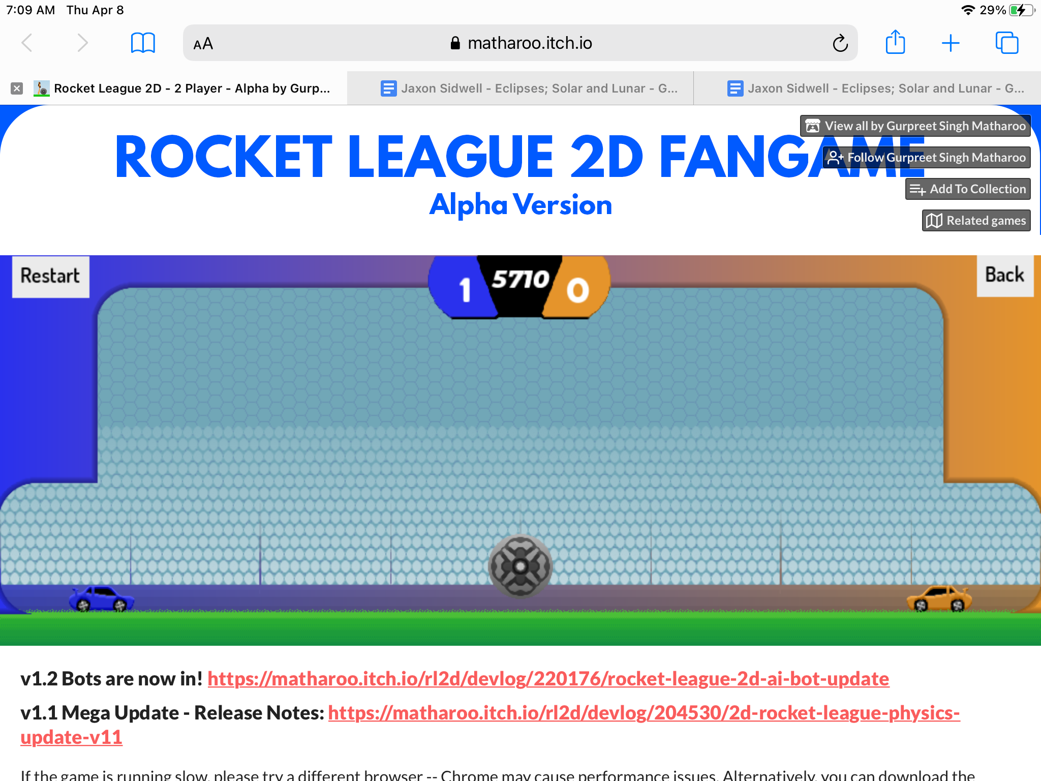 rocket league 2d 1 player