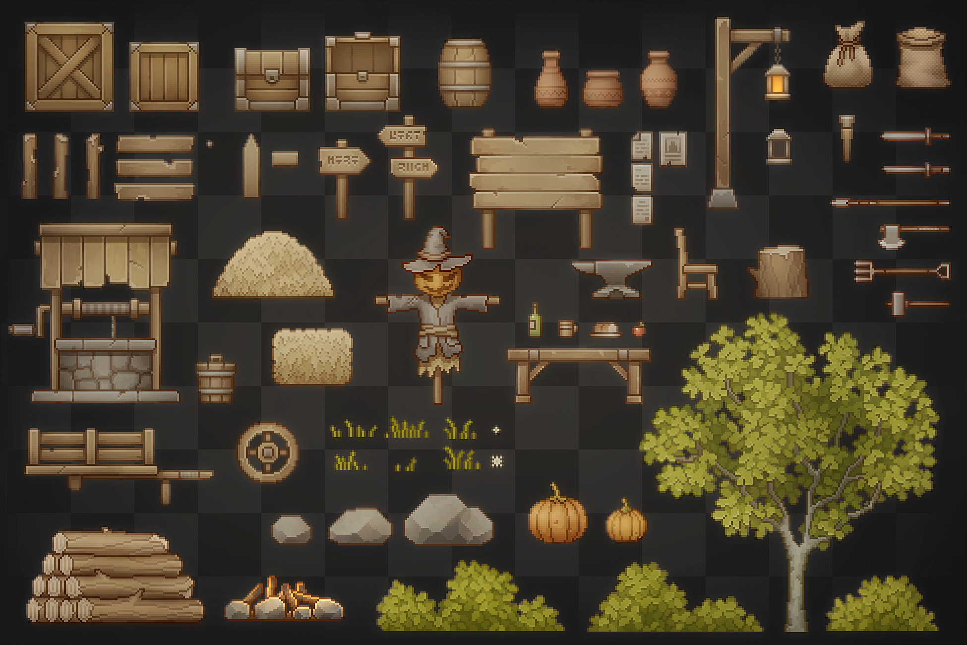 Pixel Art Platformer - Village Props