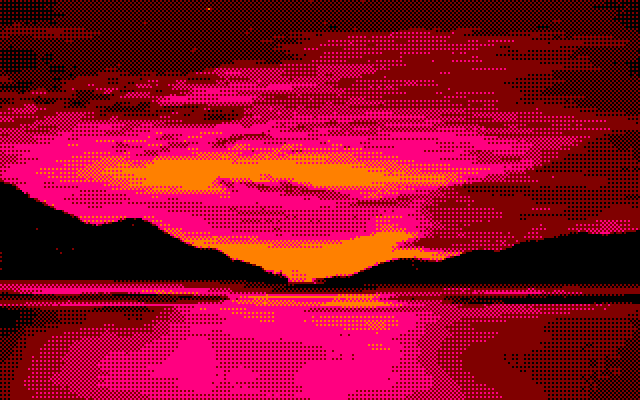 sunset sea island landscape photo to amstrad cpc format
