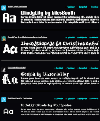 Link to BitFontMaker2 gallery.