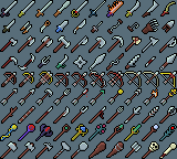 16x16 Simple Pixel Art Weapons by Powered By Decaf