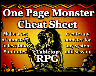 One Page Monster Cheat Sheet  