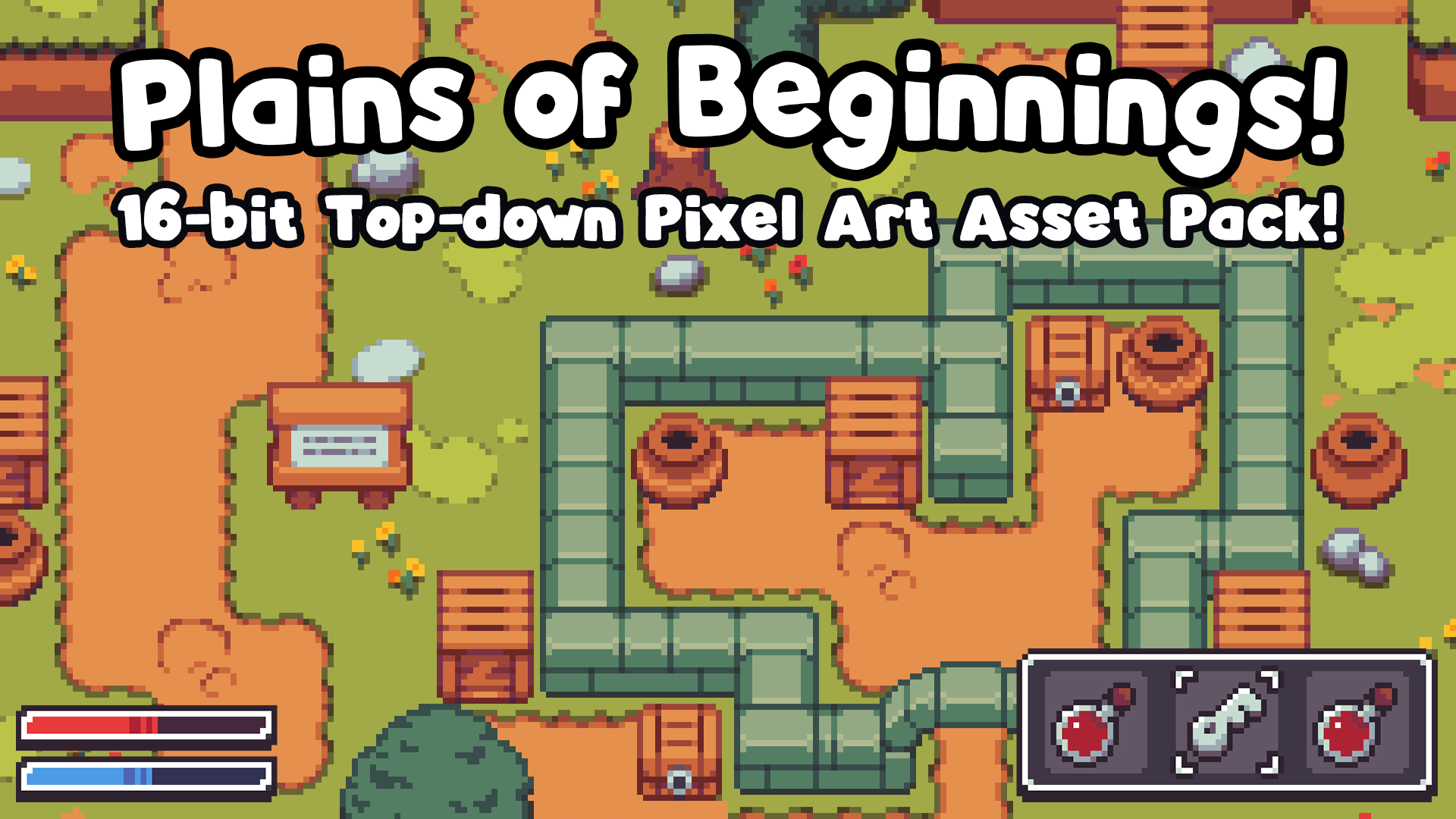 Plains of Beginnings - 16bit 2D Top-down Pixel Art Starter Pack