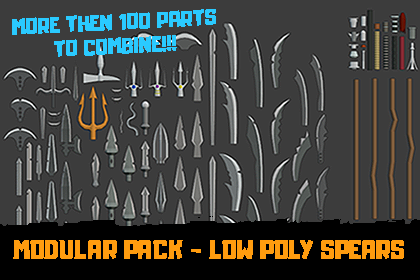 3D Spears - Low Poly - Modular Pack