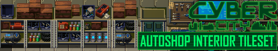 Cyber City Autoshop Interior Tileset