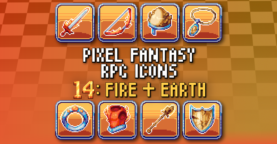 PIXEL FANTASY RPG ICONS - PACK 14: FIRE + EARTH