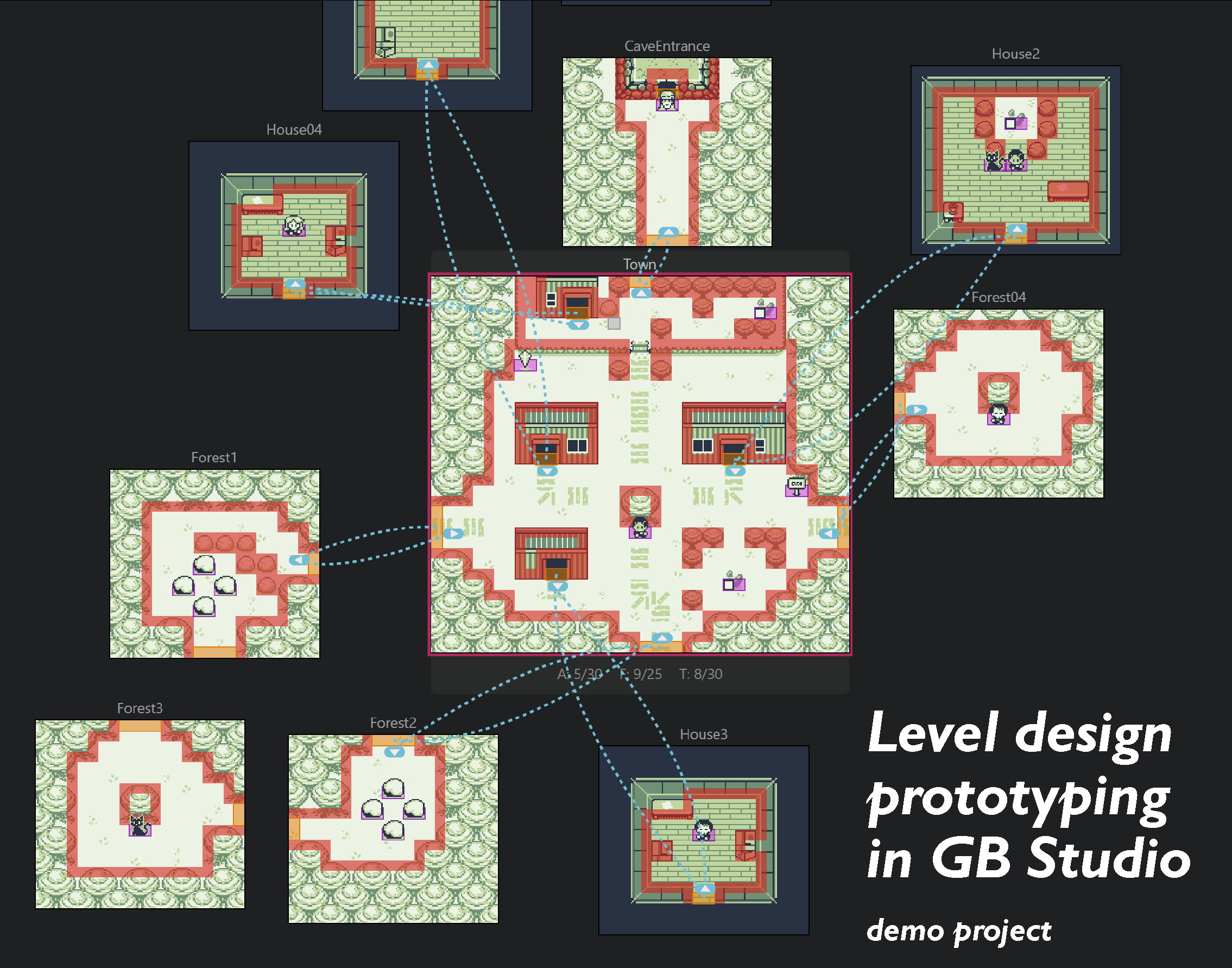 Cover image for Level Design Prototyping in GBStudio example project