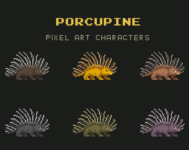Porcupine Pixel Art Animal by sanctumpixel
