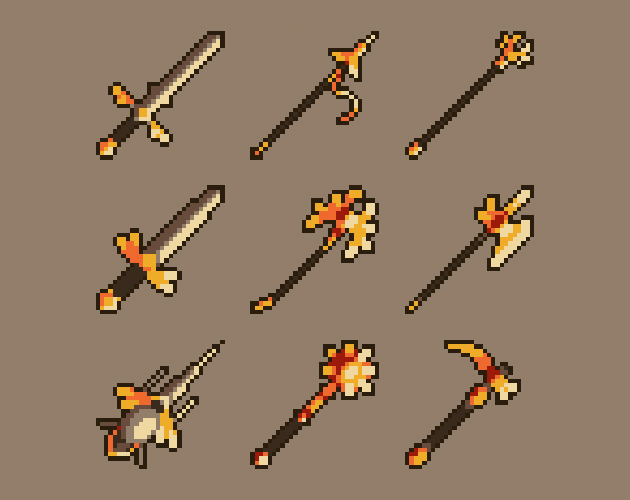 120 Pixel Art Weapon Icons #2 by MedievalMore