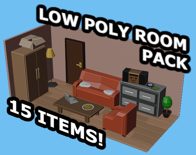 [FREE] Low Poly Living Room Pack (15 ITEMS!)