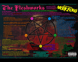 The Fleshworks   - An alternative character generation method and mini-adventure for Mörk Borg by MIchael Stensen Sollien. 
