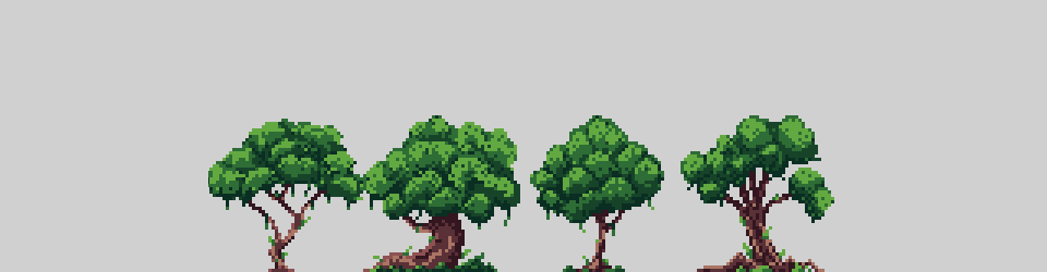 Free 48x48 Pixel Art trees + 16x32 trees