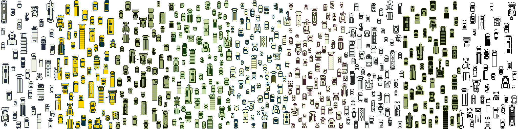 1633 units One bit pixel art cars