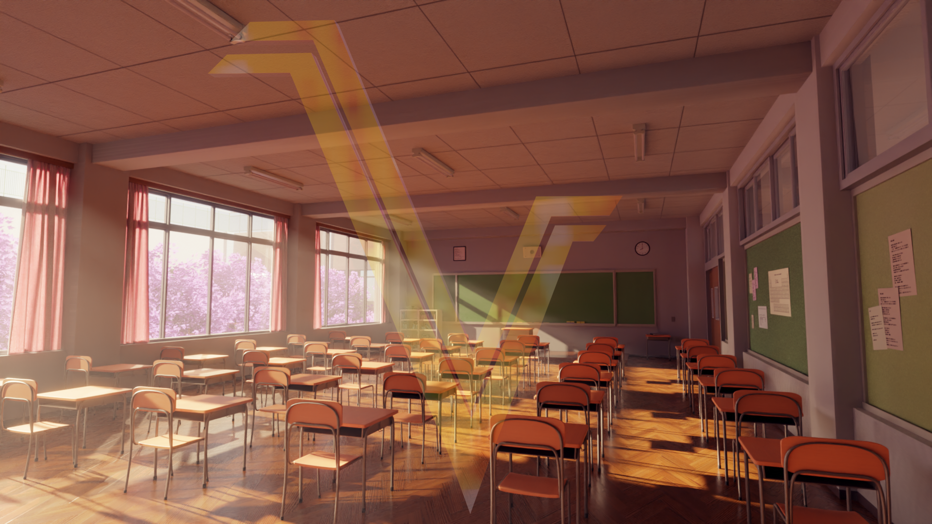 Anime, Original, Chair, Classroom, HD wallpaper