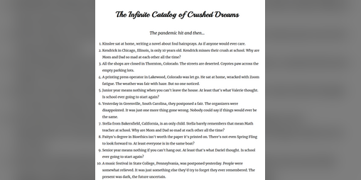 Cover image for The Infinite Catalog of Crushed Dreams