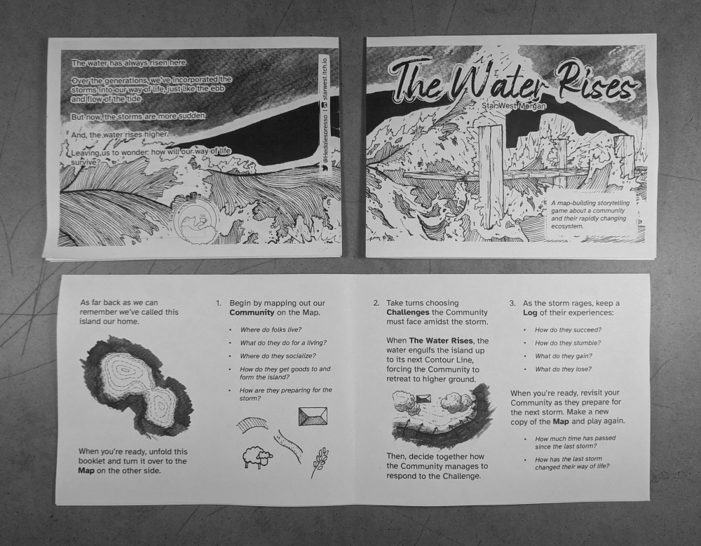 A display of the four pages of the zine.