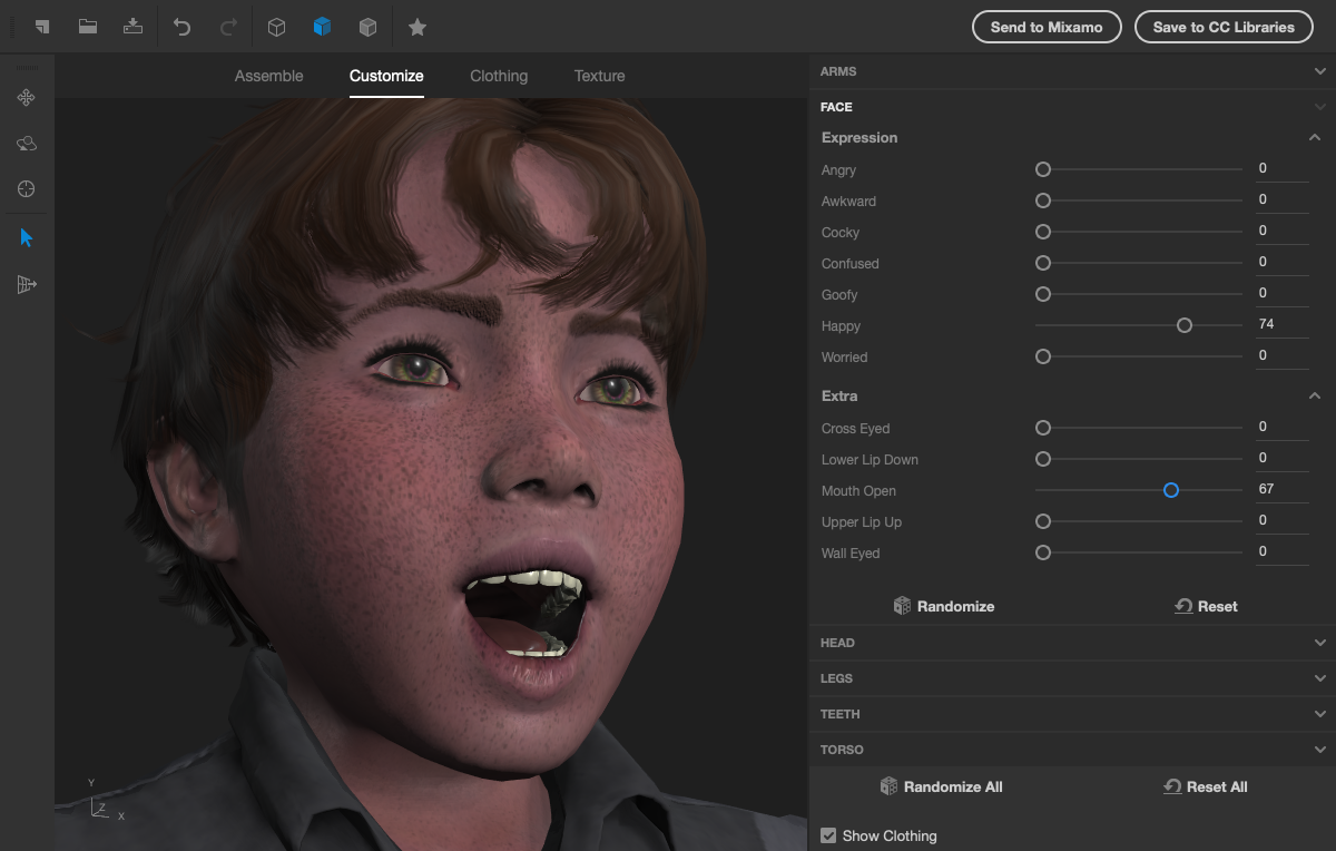 can you use an image of a face in adobe fuse character design software