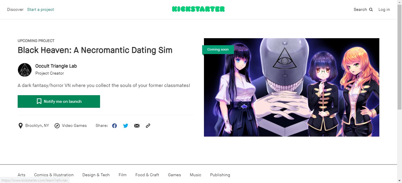 Kickstarter Preview Page Is Live Follow The Game Black Heaven A Necromantic Dating Sim By 8135