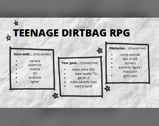 teenage dirtbag rpg