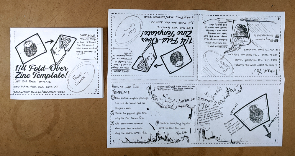 Single Sheet 1/4 Fold Over Zine Template by Star West