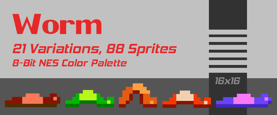 Free 8-Bit Art Pack - Worm Monster