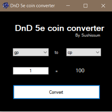 D D 5e coin converter by Sushissum